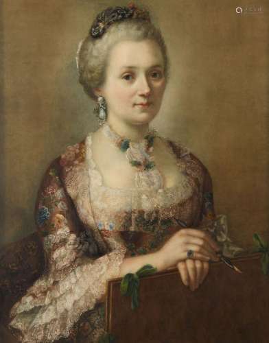 École FRANCAISE, vers 1860<br />
Portrait de femme artiste à...