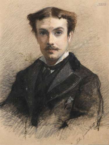 Jules GIRARDET (1856-1938)<br />
Portrait d'homme à la veste...
