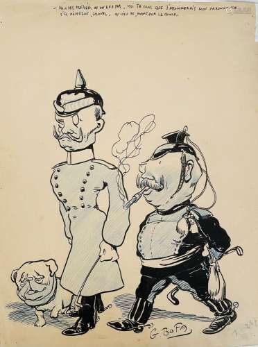 Gus BOFA (1883-1968)<br />
Caricature de deux officiers prus...