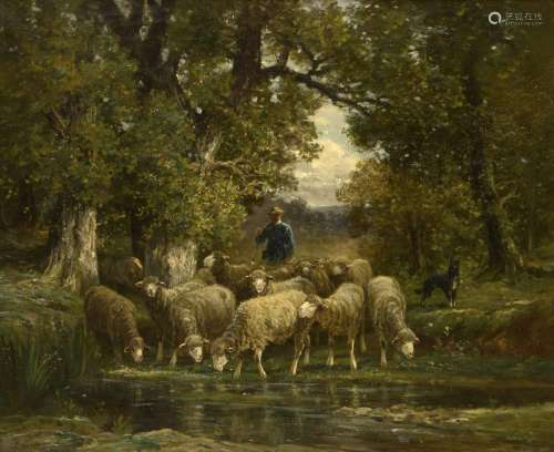 Charles Émile JACQUE (1813-1894)<br />
Berger et ses moutons...