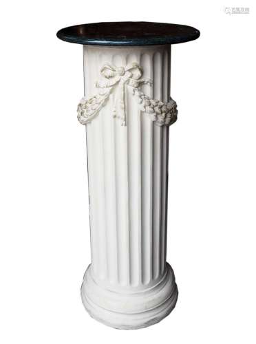 DEKOSÄULE, Louis XVI Stil, Keramik, kannelierter Schaft mit