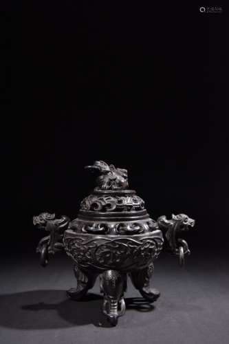 Chinese Wood Carved Tripod Censer