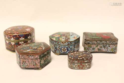 Group of Five 19th.C Japanese Cases