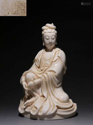 Chinese Blanc De Porcelain Guanyin Statue