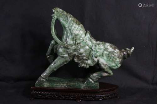 large Chinese 1950's Jadeite Horse w/ Stand