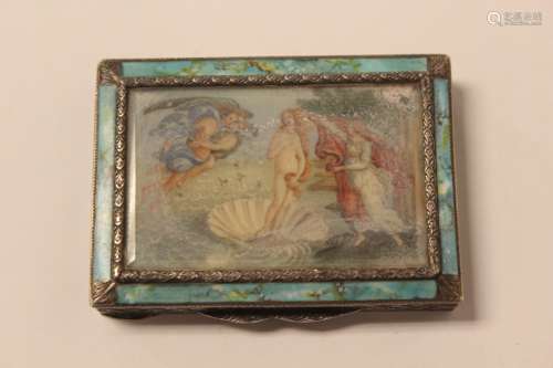 Silver and Hand Painted Scene Box