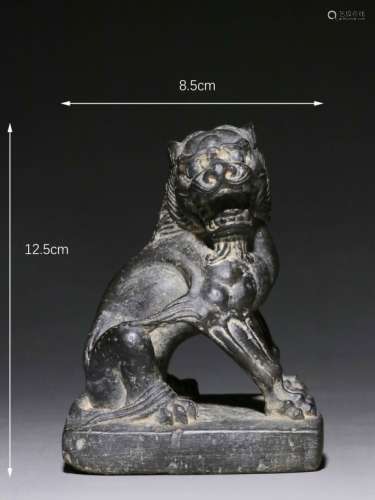 Chinese Black Stone Carved Lion