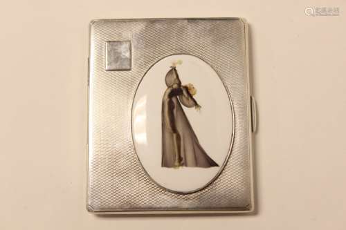 Art Deco Silver and Semi Nude Hand Paint Cigar Box