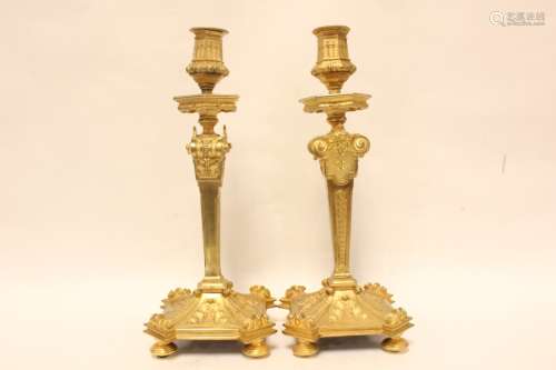 Pair of 19th.C Bronze Candle Stick