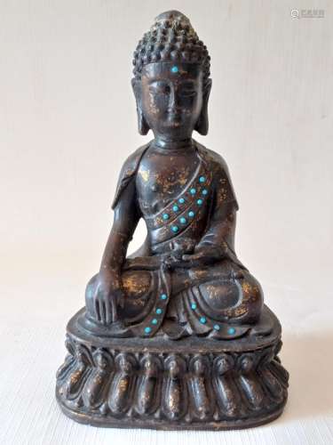 Antique Chinese Gilt Bronze Buddha .