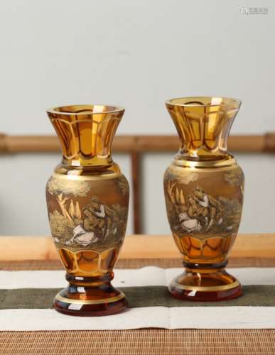 Pair of Gilt Crystal Vases