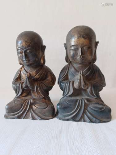 Pair of  Antique Chinese Gilt Bronze Buddha