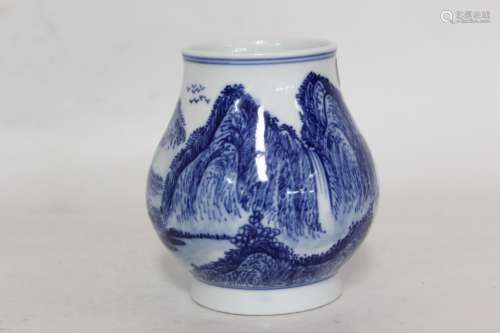 Chinese Blue and White Porcelain Jar,Mark