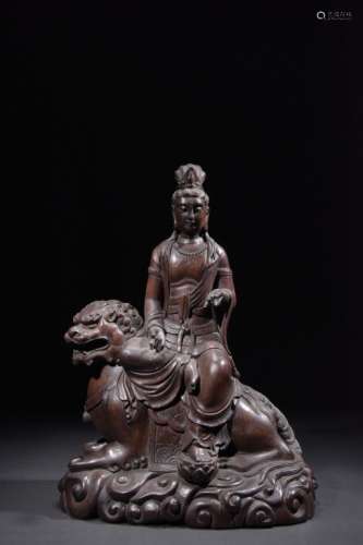 Chinese Wood Carved Guanyiin Statue