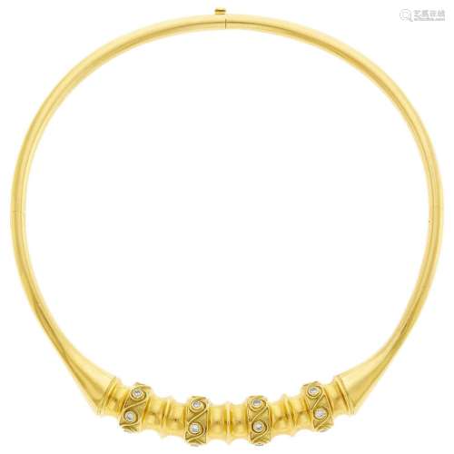 Gold and Diamond Torque Necklace