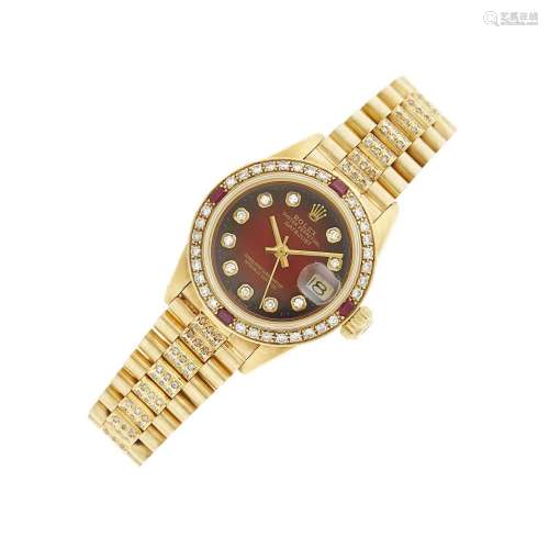 Rolex Gold, Ruby and Diamond 'Oyster Perpetual Datejust' Wri...