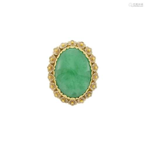 Tricolor Gold and Jade Ring