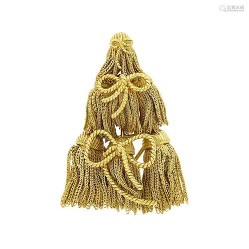 Tiffany & Co. Gold Bow Tassel Clip-Brooch