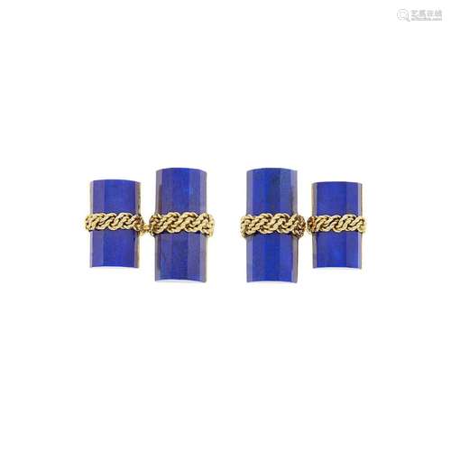 Van Cleef & Arpels Pair of Gold and Lapis Cufflinks