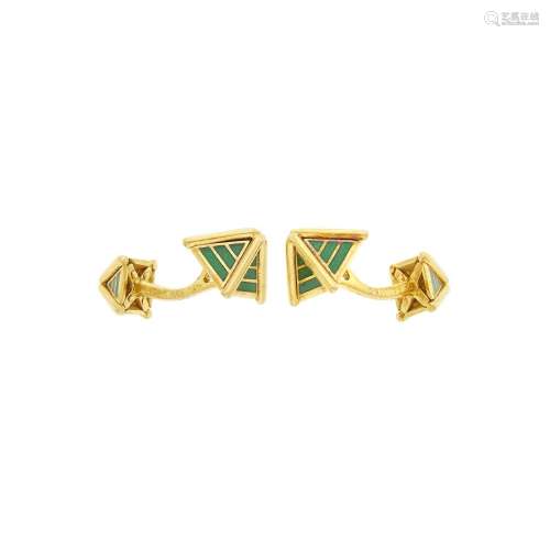 Tiffany & Co., Schlumberger Gold and Green Enamel Pyrami...