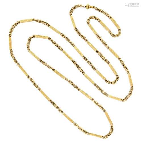 Long Antique Gold Muff Chain