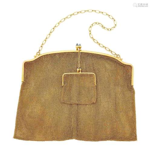 Gold Mesh Purse and Mesh Change Purse with Carrying Chains
