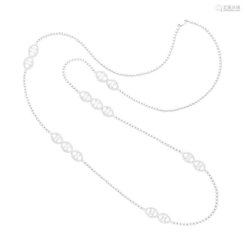 Long White Gold and Diamond Necklace