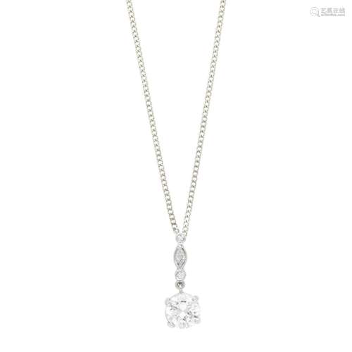 White Gold and Diamond Pendant with Gold Chain Necklace