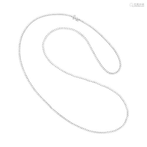 Long White Gold and Diamond Necklace