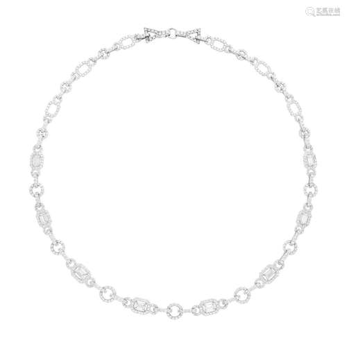 White Gold and Diamond Link Necklace