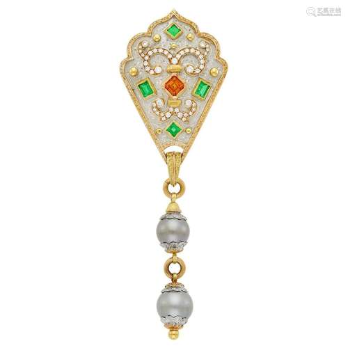 Cazzaniga Tricolor Gold, Gem-Set, Diamond and Tahitian Gray ...