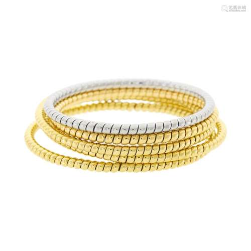Five Gold and White Gold Bangle Bracelets