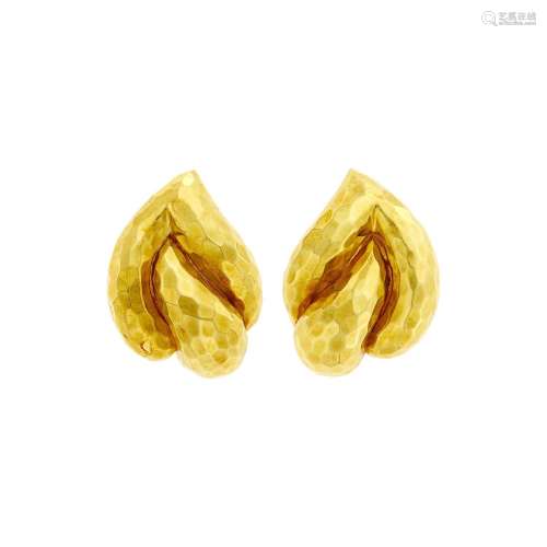 Henry Dunay Pair of Gold 'Flame' Earclips
