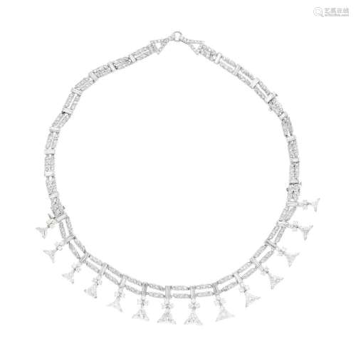 Platinum and Diamond Fringe Necklace/Bracelet Combination