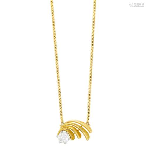 Two-Color Gold and Diamond Pendant with Chain