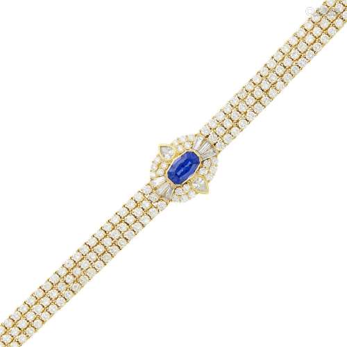 Gold, Sapphire and Diamond Bracelet