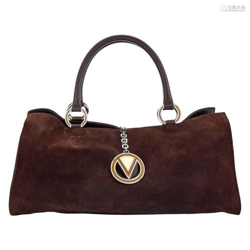 Valentino Brown Suede and Lacquer Bag