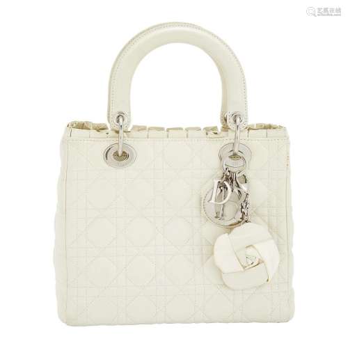 Christian Dior 'Lady Dior' Cannage White Leather Handbag