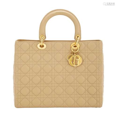 Christian Dior Cannage Beige Leather 'Lady Dior' Large Tote ...