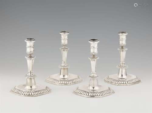 A rare set of four Bielefeld silver candlesticks