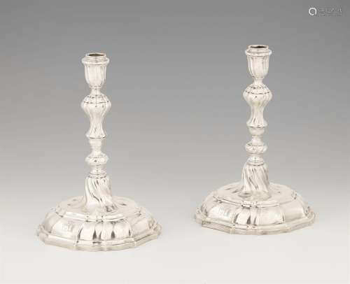 A pair of Celle silver candlesticks