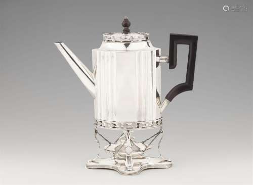 A Lübeck silver kettle and rechaud