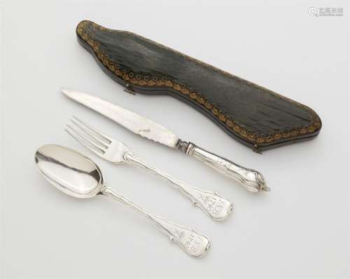 A Dresden silver travel cutlery set