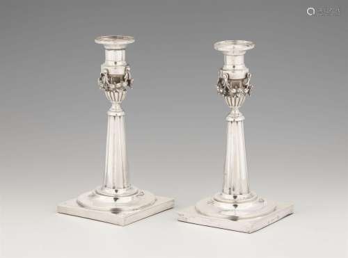 A pair of Weißenfels silver candlesticks