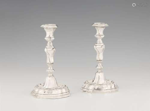 A pair of Hannover silver candlesticks