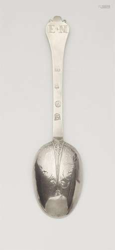 A Charles II London silver lace back spoon