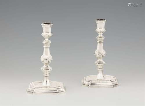 A pair of Utrecht silver candlesticks