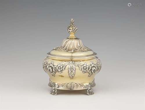A museum quality Amsterdam parcel gilt silver tobacco pot