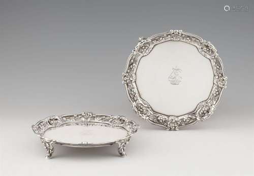 A pair of George III London silver salvers
