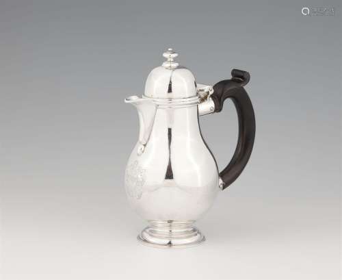 A George II London silver hot milk jug